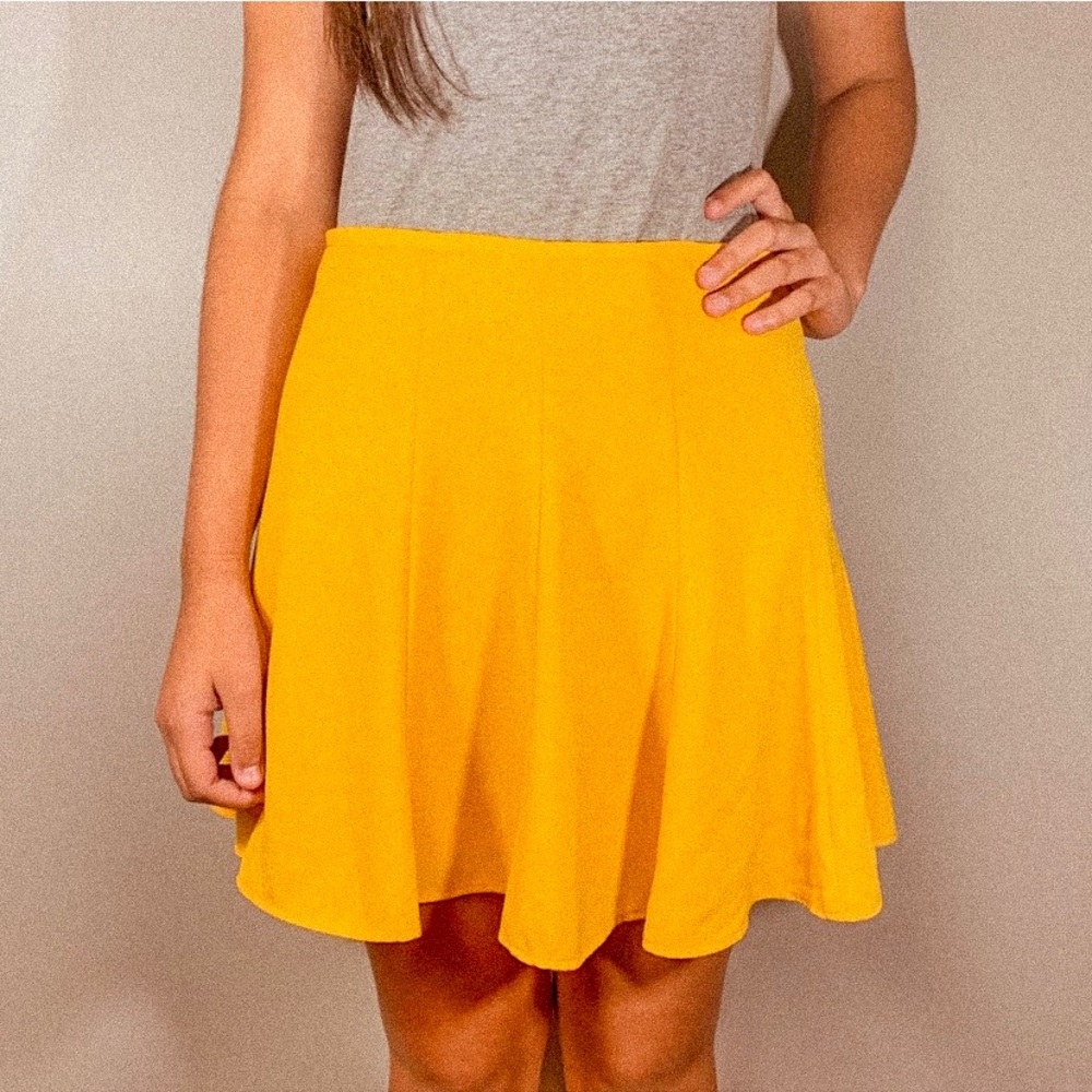 Michael Kors Mustard Yellow Mini Skater Skirt
